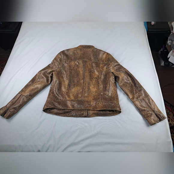 Free People Women's Faux Leather Fenix Snakeskin Moto Jacket Size XL - Picture 16 of 16